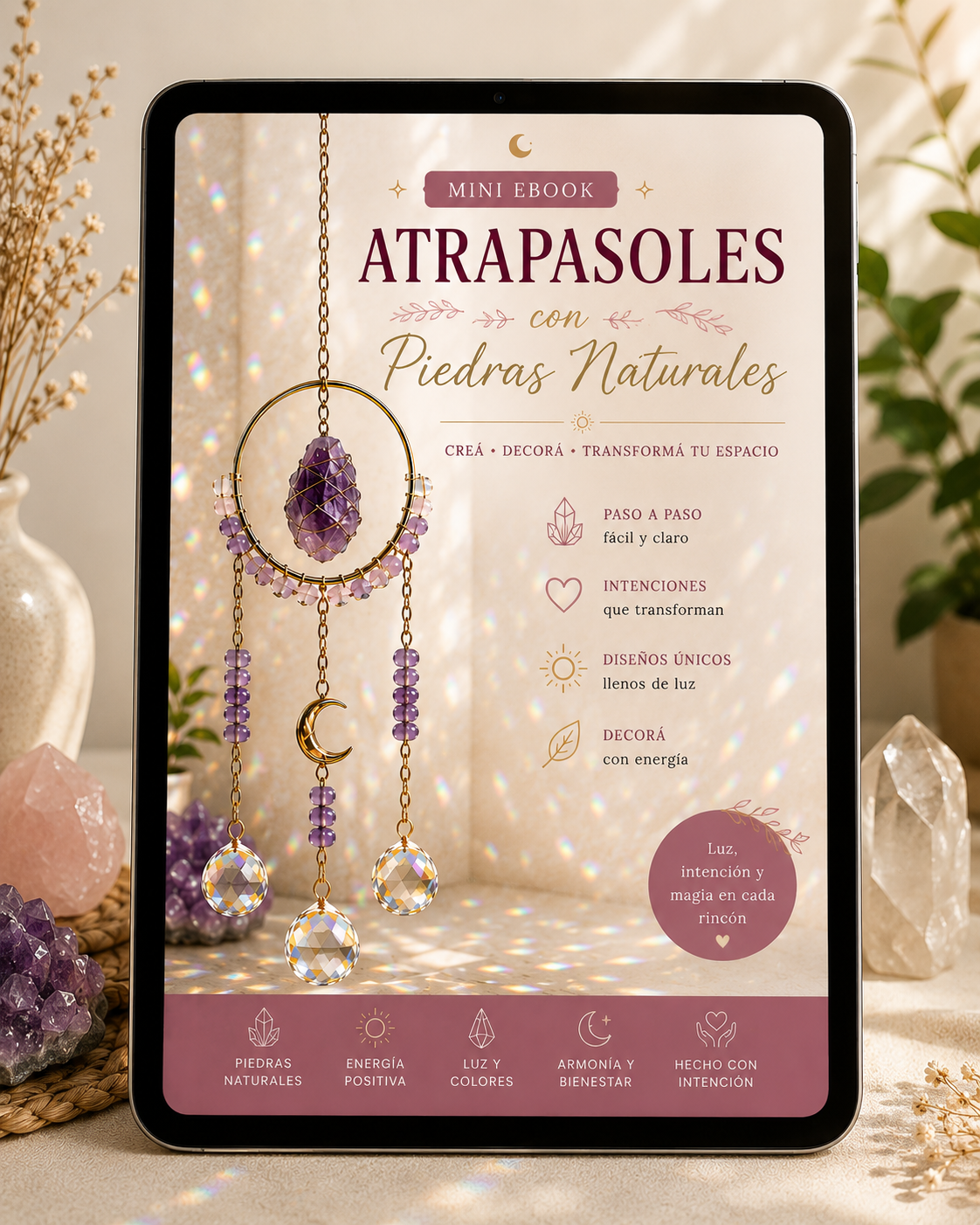 ✨ Atrapasoles con Piedras Naturales: Creá atrapasoles decorativos con cuarzos, cristales y energía ✨